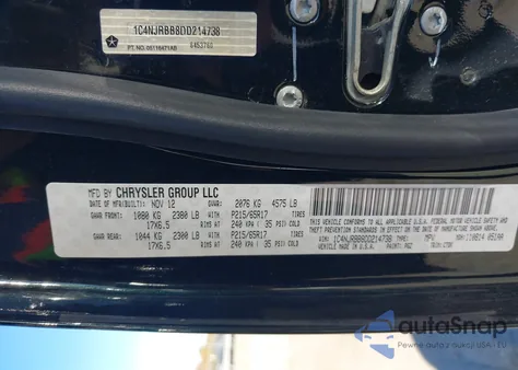 2013 Jeep Patriot Sport from USA, damaged, VIN 1C4NJRBB8DD214738